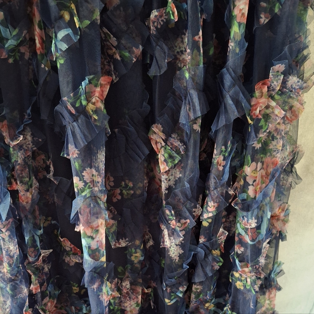 Lulu's Multicolor Floral Strapless Ruffle Gown Dress - Picture 4 of 11
